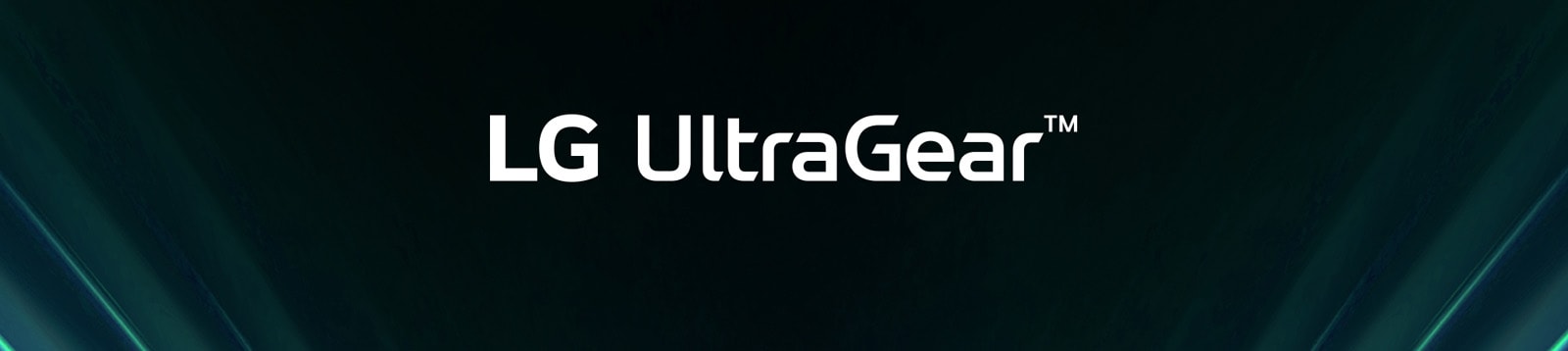 Логотип UltraGear™ в футуристическом интерьере с неоновым освещением.
