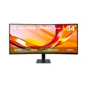 LG 34-дюймовый ультраширокий изогнутый (1800R) монитор LG WQHD 120&nbsp;Гц, 34-дюймовый изогнутый ультраширокий монитор LG с разрешением WQHD, поддержкой HDR10, цветовым охватом sRGB 99% и частотой обновления 120&nbsp;Гц., 34U601B-B, thumbnail 1