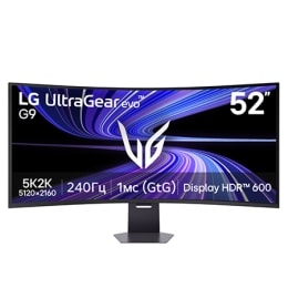 Вид спереди на 52-дюймовый игровой монитор UltraGear evo G9 5K2K 240 Гц (52G930B)