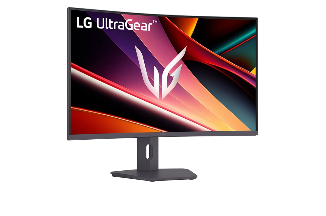 LG 32-дюймовый изогнутый игровой монитор LG UltraGear™ QHD 180 Гц 1 мс (серый к серому), вид спереди на монитор с опущенной стойкой, 32G600A-B, thumbnail 4
