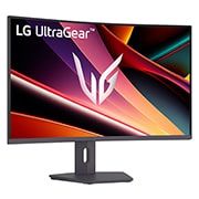 LG 32-дюймовый изогнутый игровой монитор LG UltraGear™ QHD 180 Гц 1 мс (серый к серому), вид спереди на монитор с опущенной стойкой, 32G600A-B, thumbnail 4