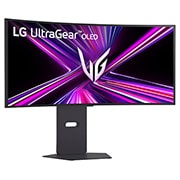 LG 34-дюймовый изогнутый игровой монитор LG UltraGear™ OLED 240&nbsp;Гц WQHD | 0,03&nbsp;мс (серый к серому), DisplayHDR True Black 400, USB-C (подача питания 65&nbsp;Вт) и HDMI&nbsp;2.1, вид сбоку под углом +15&nbsp;градусов, 34GX900A-B, thumbnail 3