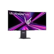 LG 45-дюймовый изогнутый игровой монитор LG UltraGear™ OLED 240&nbsp;Гц WQHD | 0,03&nbsp;мс (серый к серому), DisplayHDR True Black 400, USB-C (подача питания 65&nbsp;Вт) и HDMI&nbsp;2.1, вид сбоку под углом –15&nbsp;градусов, 45GX900A-B, thumbnail 2