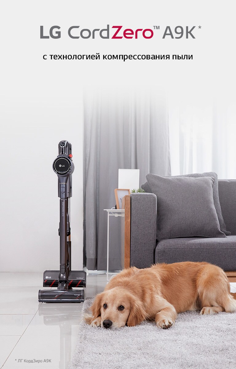 LG CordZero A9К c технологией компрессования пыли