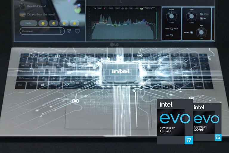 Логотип платформы Intel® Evo ™ с изображением продукта LG gram