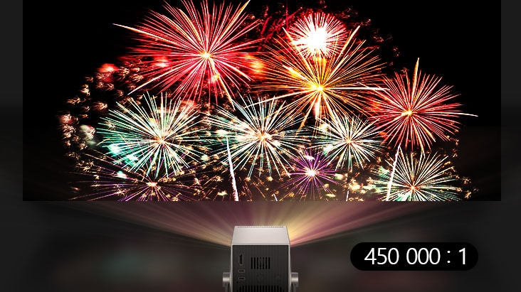 LG CineBeam проецирует яркое изображение фейерверка