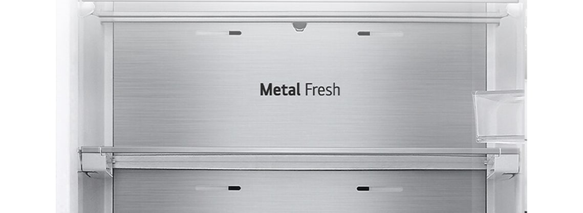 Close-up of soft LED lighting, effectively distributing light throughout the refrigerator and making it easy on the eyes.