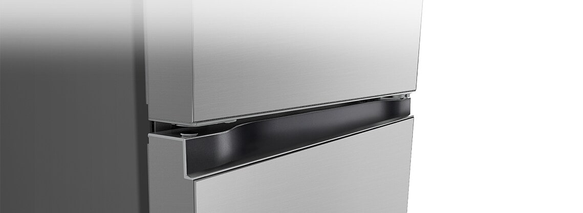 Close-up of square pocket handle with a sleek and minimal design.