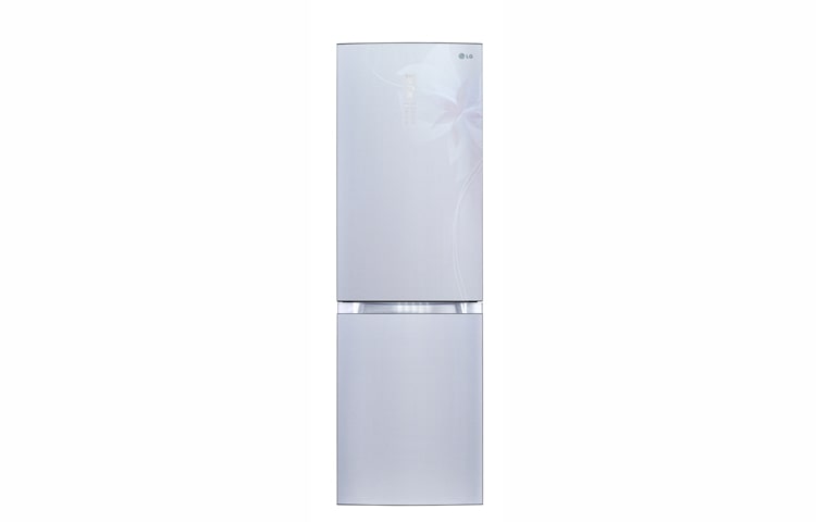 LG Двухкамерный холодильник LG Total No Frost. Высота 190см. Скругленные дверцы из закаленного стекла. Цвет: светло-серебристый с цветочным узором, GA-B439TGDF, thumbnail 1