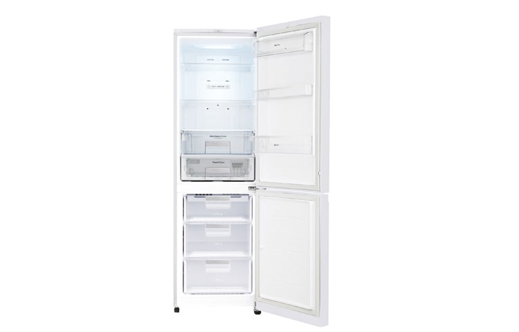 LG Двухкамерный холодильник LG Total No Frost. Высота 190см. Скругленные дверцы из закаленного стекла. Цвет: белый с графическим узором, GA-B439TGKW, thumbnail 2