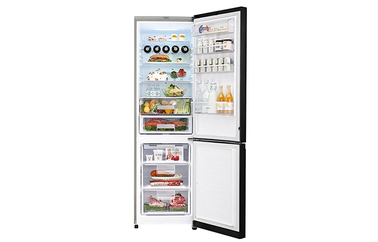 LG Двухкамерный холодильник LG Total No Frost. Высота 200см. Скругленные дверцы из закаленного стекла. Цвет: черный зеркальный , GA-B489TGMR, thumbnail 2