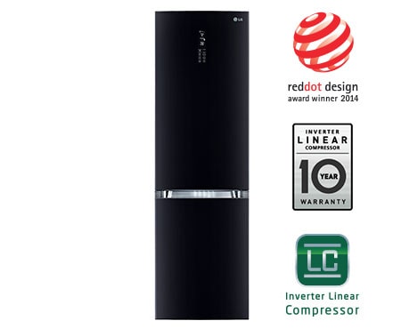 LG Двухкамерный холодильник LG Total No Frost. Высота 200см. Скругленные дверцы из закаленного стекла. Цвет: черный зеркальный , GA-B489TGMR