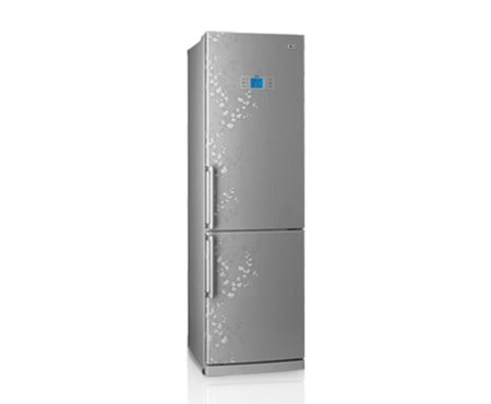 LG Холодильник LG Total No Frost с нижней морозильной камерой, уникальное покрытие серебристого цвета с лиственным орнаментом. Высота 200 см., GR-B469BVSP