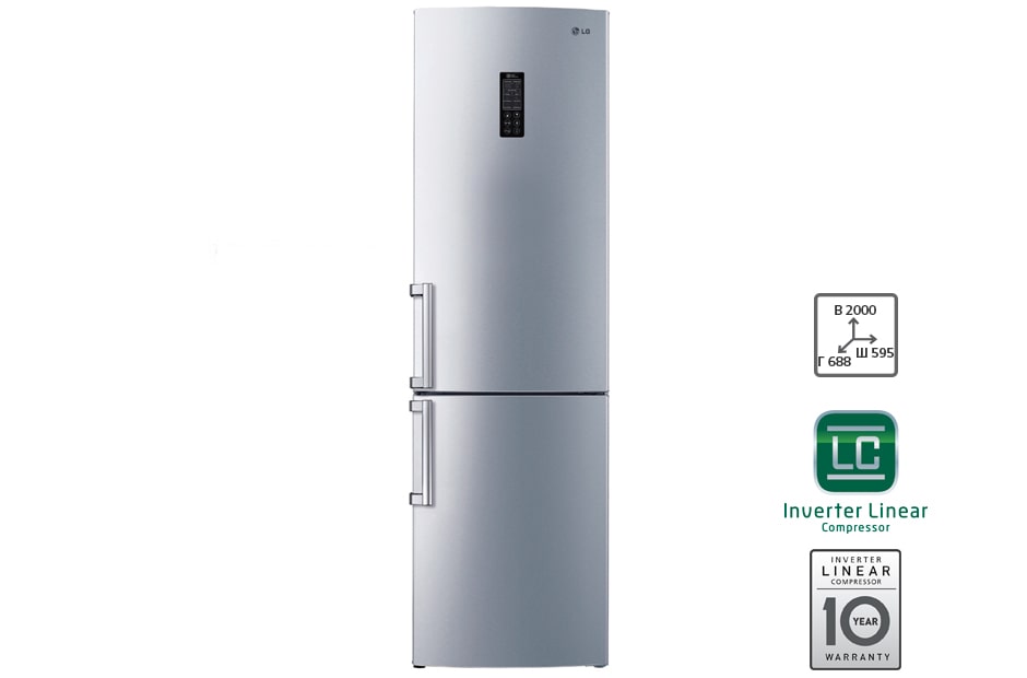 LG Двухкамерный холодильник LG Total No Frost с Инверторным Линейным компрессором, GA-B489ZMKZ