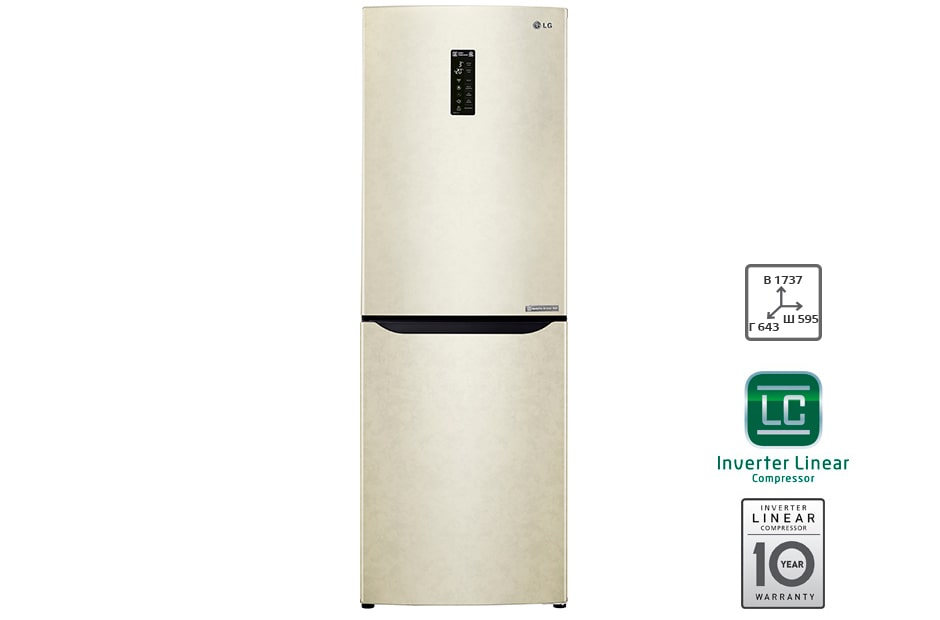 LG Холодильник LG c Инверторным Линейным компрессором, GA-B389SEQZ