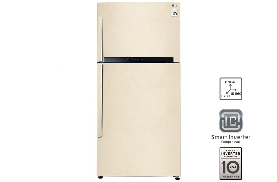 LG Холодильник LG c верхним расположеним морозильной камеры и Умным Инверторным компрессором, GR-M802HEHM