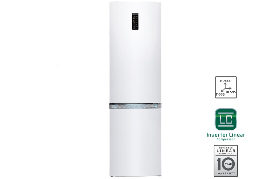LG Холодильник LG c Линейным Инверторным компрессором, GA-B489TVKZ