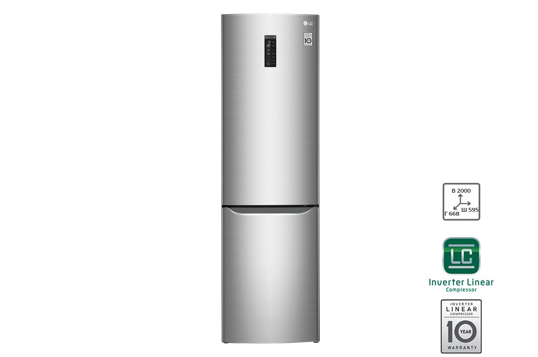 LG Холодильник LG c Инверторным Линейным компрессором , подключением к Wi-Fi и управлением через смартфон с приложением SmartThinQ, GA-B499SADN