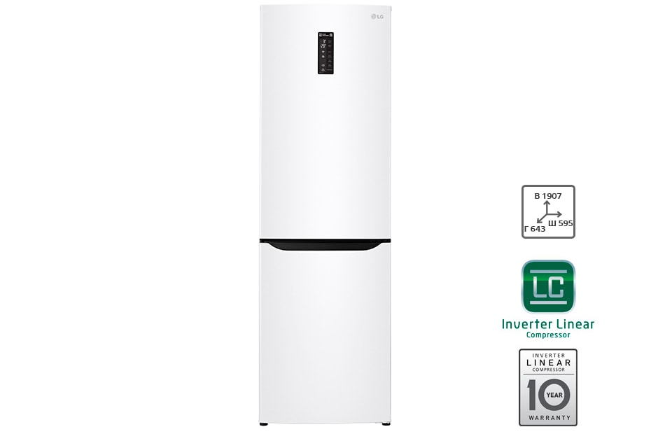LG Холодильник LG c Инверторным Линейным компрессором, подключением к Wi-Fi и управлением через смартфон с приложением SmartThinQ, GA-B429SQQZ