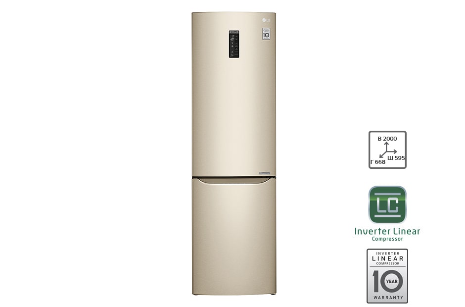 LG Холодильник LG c Инверторным Линейным компрессором, подключением к Wi-Fi и управлением через смартфон с приложением SmartThinQ, GA-B499SGKZ