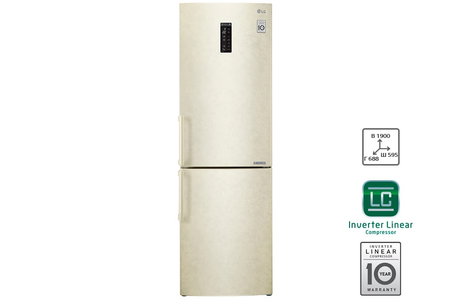 LG Холодильник LG c Инверторным Линейным компрессором, подключением к Wi-Fi и управлением через смартфон с приложением SmartThinQ, GA-B449YEQZ