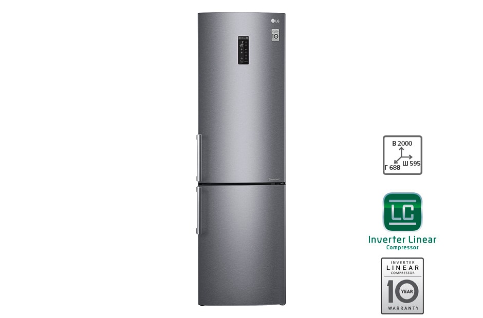LG Холодильник LG c Инверторным Линейным компрессором, подключением к Wi-Fi и управлением через смартфон с приложением SmartThinQ, GA-B499YLUZ