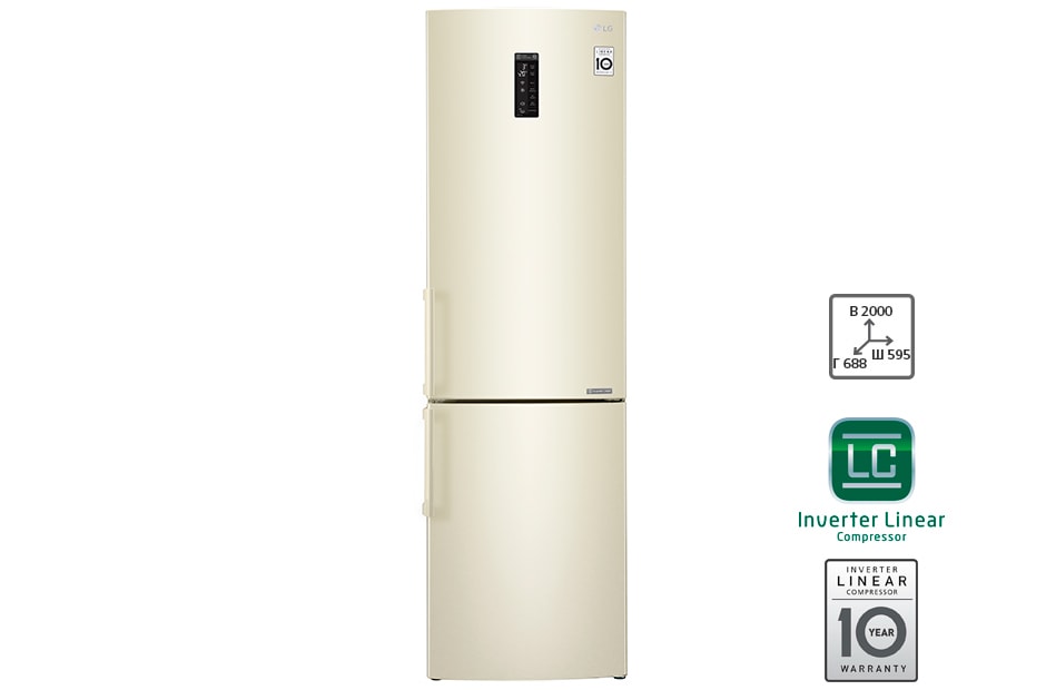 LG Холодильник LG c Инверторным Линейным компрессором, подключением к Wi-Fi и управлением через смартфон с приложением SmartThinQ, GA-B499YYUZ