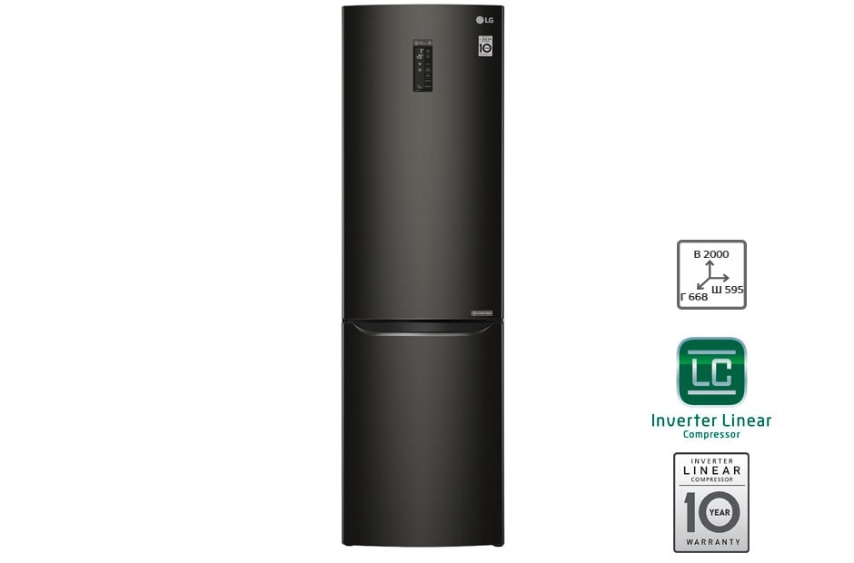 LG Холодильник LG c Инверторным Линейным компрессором, подключением к Wi-Fi и управлением через смартфон с приложением SmartThinQ, GA-B499SBQZ