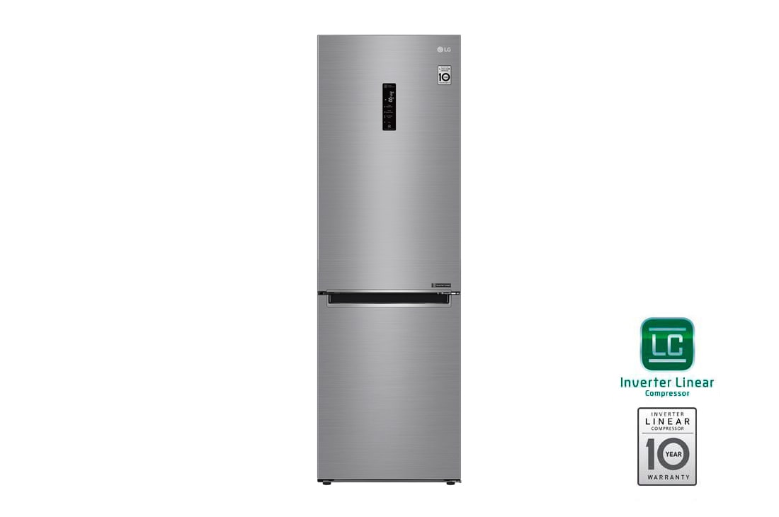 LG Холодильник LG GA-B459MMDZ с технологией DoorCooling⁺ сенсорным дисплеем на 374 л | Серебристый | Складная полка, Total No Frost, GA-B459MMDZ
