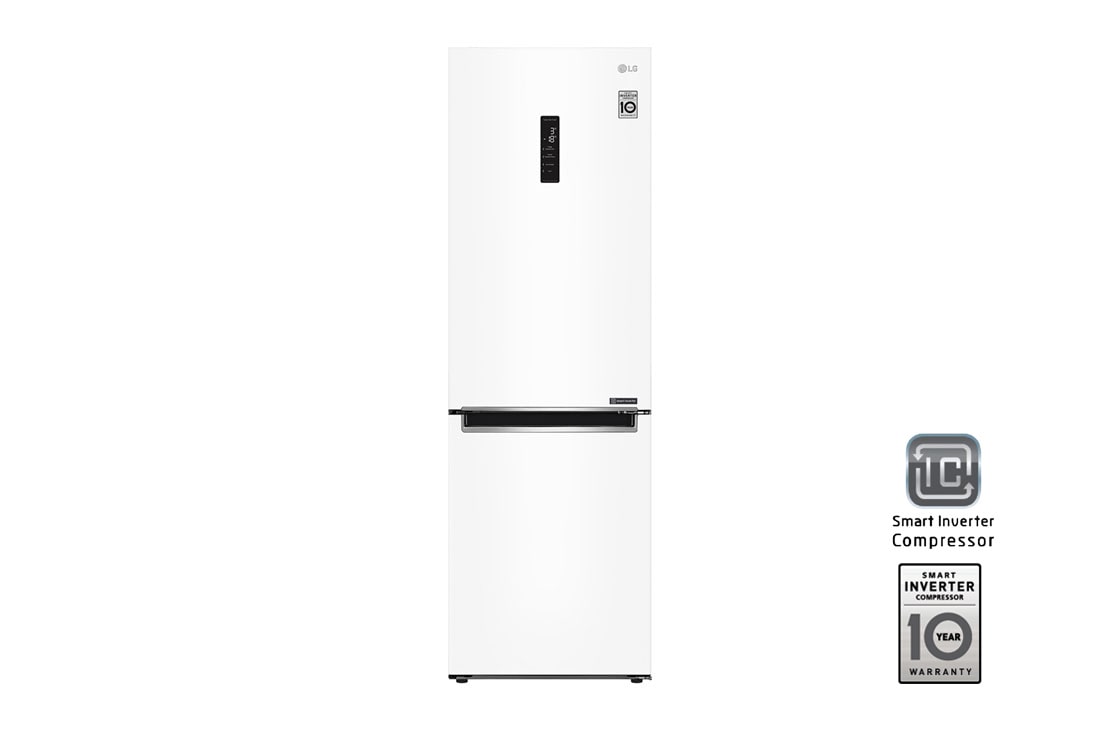 LG Холодильник LG GA-B459MQSL с технологией DoorCooling⁺ сенсорным дисплеем на 374 л | Белый | Складная полка, Total No Frost, GA-B459MQSL