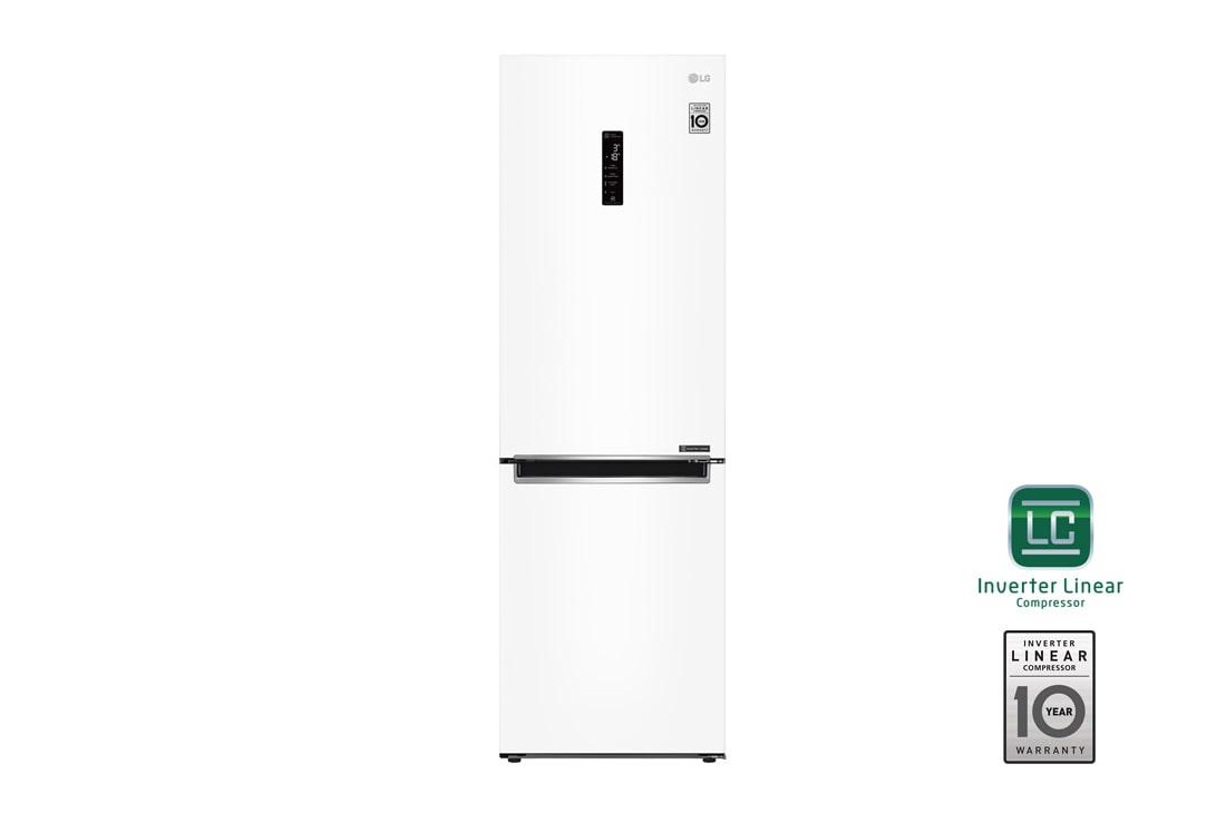 LG Холодильник LG GA-B459MQQZ с технологией DoorCooling⁺ сенсорным дисплеем на 374 л | Белый | Складная полка, Total No Frost, GA-B459MQQZ