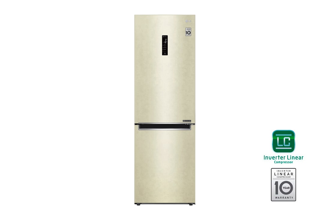 LG Холодильник LG GA-B459MEQZ с технологией DoorCooling⁺ сенсорным дисплеем на 374 л | Бежевый | Складная полка, Total No Frost, GA-B459MEQZ