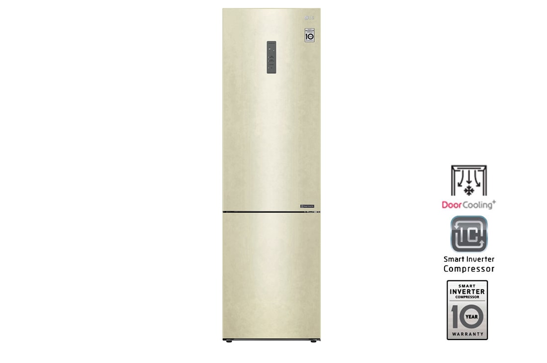 LG Холодильник LG GA-B509CEWL с технологией DoorCooling⁺ сенсорным дисплеем на 419 л | Бежевый | Total No Frost, GA-B509CEWL