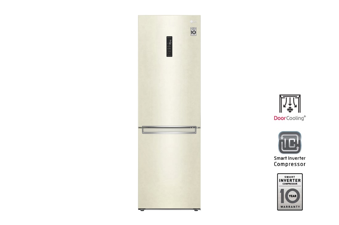 LG Объем 374л | DoorCooling+ | Бежевый  | Зоны свежести, Metal Fresh, Складная полка, Винная полка, Wi-Fi, GA-B459SEUM