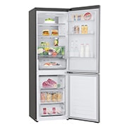 LG Холодильник LG GA-B459SMQM | Объем 341л | DoorCooling+ | Складная полка | Серебристый, side view with door open with food, GA-B459SMQM, thumbnail 7