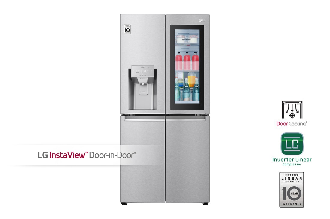 LG Объем 570л | InstaView Door-in-Door | Стальной | DoorCooling+, GC-X22FTALL