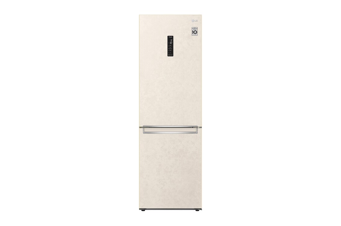 LG Объем 341л | 595 x 1860 x 682 мм | DoorCooling+ | Складная полка | LG ThinQ | Metal Fresh | Зоны свежести | Бежевый, front view, GC-B459SEUM