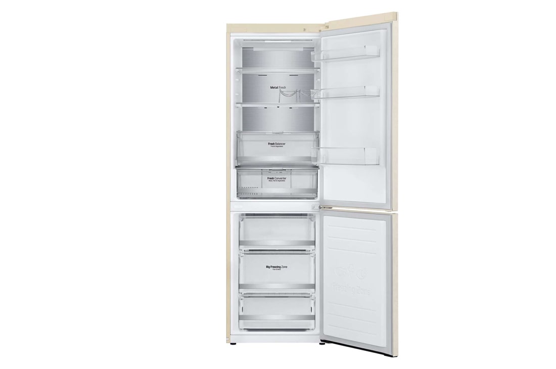 LG Холодильник LG GC-B459SEUM | Объем 341л | DoorCooling+ | Зоны свежести | Metal Fresh | Складная полка | ThinQ | Бежевый, front open empty view , GC-B459SEUM, thumbnail 3