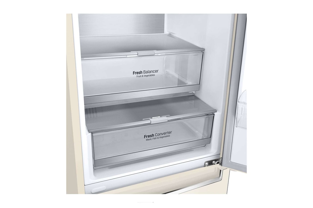 LG Холодильник LG GC-B459SEUM | Объем 341л | DoorCooling+ | Зоны свежести | Metal Fresh | Складная полка | ThinQ | Бежевый, front top empty view, GC-B459SEUM, thumbnail 5