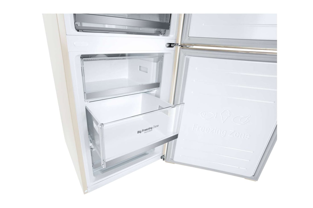 LG Холодильник LG GC-B459SEUM | Объем 341л | DoorCooling+ | Зоны свежести | Metal Fresh | Складная полка | ThinQ | Бежевый, bottom edge view, GC-B459SEUM, thumbnail 8