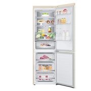 LG Холодильник LG GC-B459SEUM | Объем 341л | DoorCooling+ | Зоны свежести | Metal Fresh | Складная полка | ThinQ | Бежевый, front open view , GC-B459SEUM, thumbnail 2