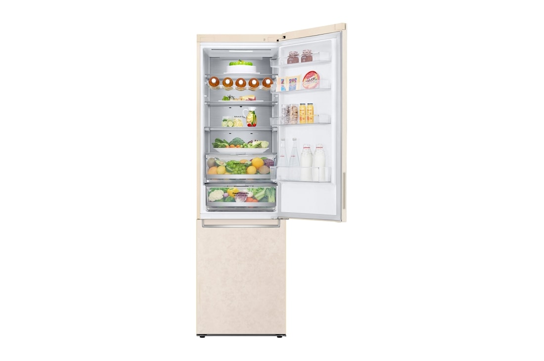LG Холодильник LG GC-B509SEUM | 384л | DoorCooling+ | ThinQ | Бежевый, Front top open with foods, GC-B509SEUM, thumbnail 10