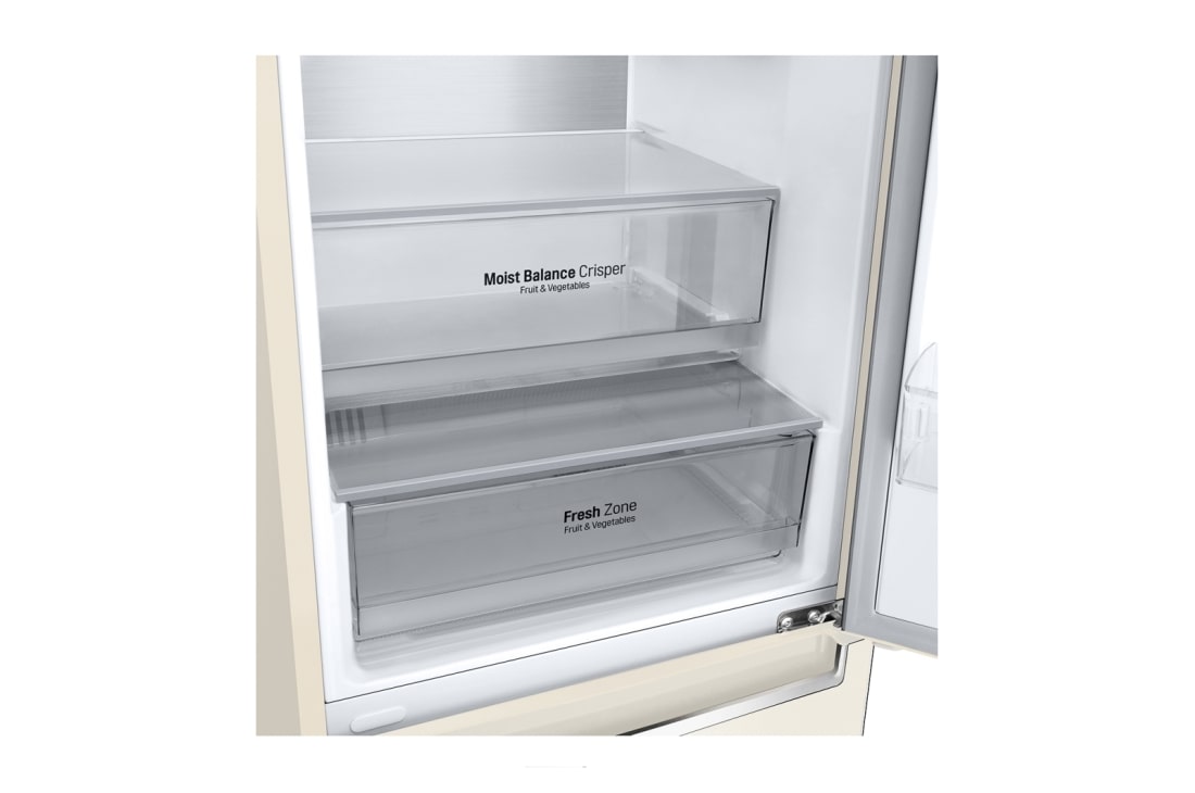 LG Холодильник LG GC-B509SESM | 419л | DoorCooling+ | ThinQ | Бежевый, bottom food draw view, GC-B509SESM, thumbnail 6