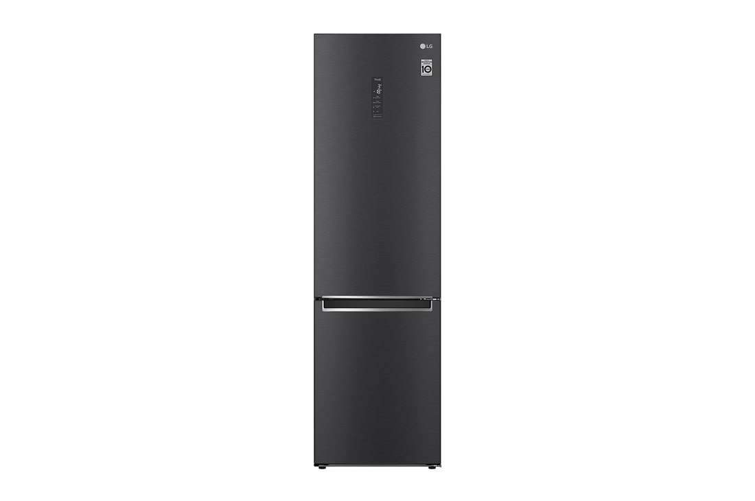 LG 419 л, Холодильник LG DoorCooling⁺ с нижней морозильной камерой, ThinQ, Складная полка, front view, GC-B509SBSM