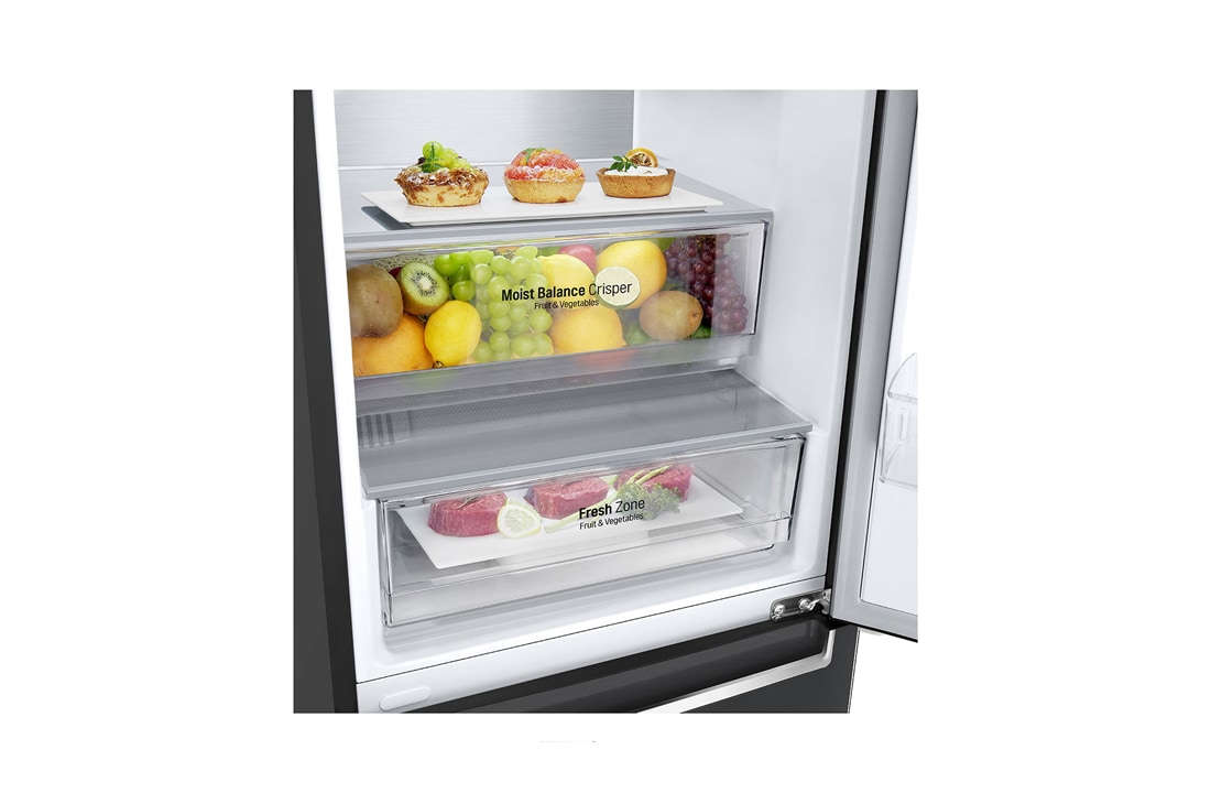 LG Холодильник LG GC-B509SBSM | 419л | DoorCooling⁺ | Матовый чёрный, bottom drawer with food, GC-B509SBSM, thumbnail 3