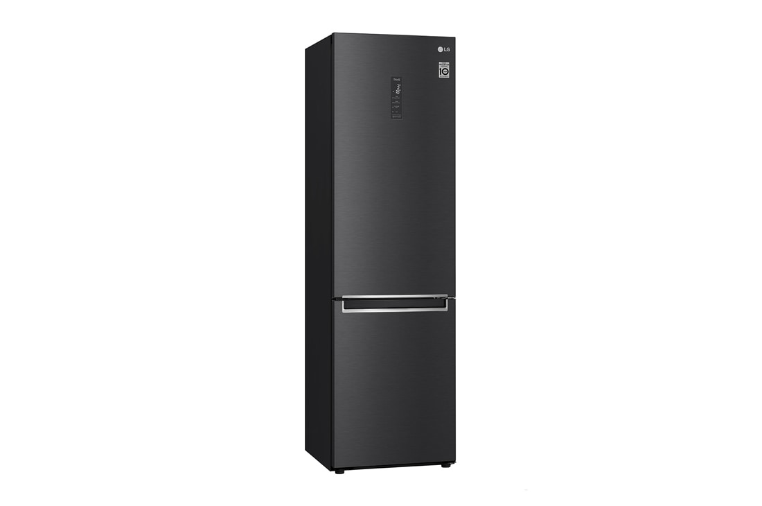 LG Холодильник LG GC-B509SBSM | 419л | DoorCooling⁺ | Матовый чёрный, side view with door open with food, GC-B509SBSM, thumbnail 11
