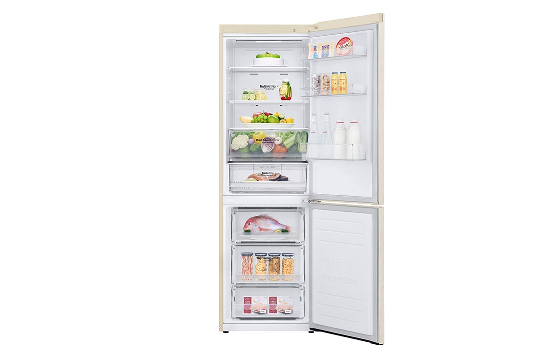 LG Холодильник LG GC-B459MEWM | 374л | DoorCooling+ | ThinQ | Бежевый, Front open with food, GC-B459MEWM, thumbnail 2
