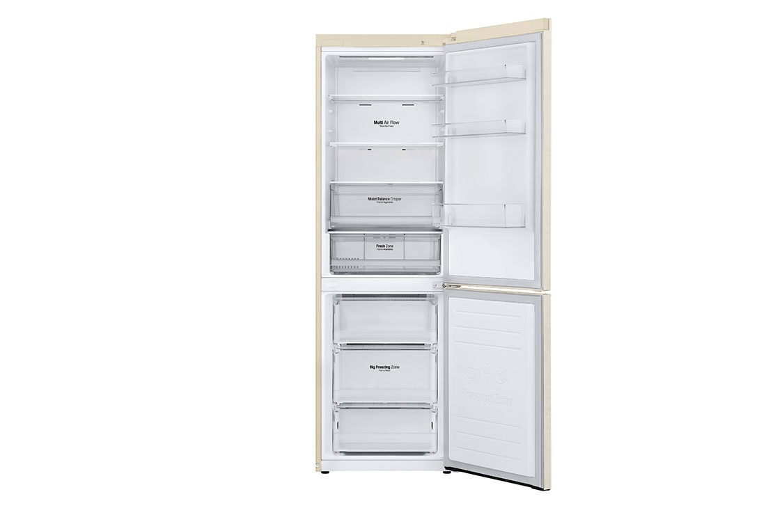 LG Холодильник LG GC-B459MEWM | 374л | DoorCooling+ | ThinQ | Бежевый, Front view door open without food, GC-B459MEWM, thumbnail 3