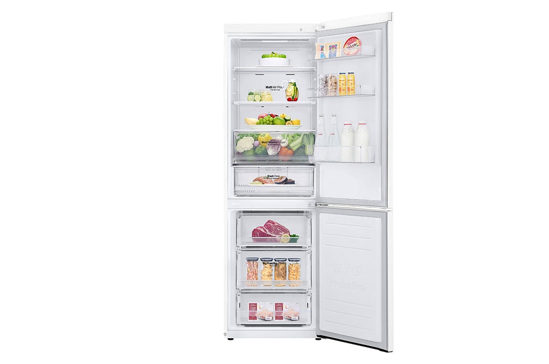 LG Холодильник LG GC-B459MQWM | 374л | DoorCooling⁺ | ThinQ | Белый, front open view with food, GC-B459MQWM, thumbnail 2