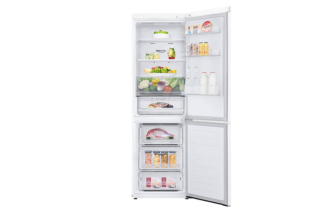 LG Холодильник LG GC-B459MQWM | 374л | DoorCooling⁺ | ThinQ | Белый, front open view with food, GC-B459MQWM, thumbnail 3